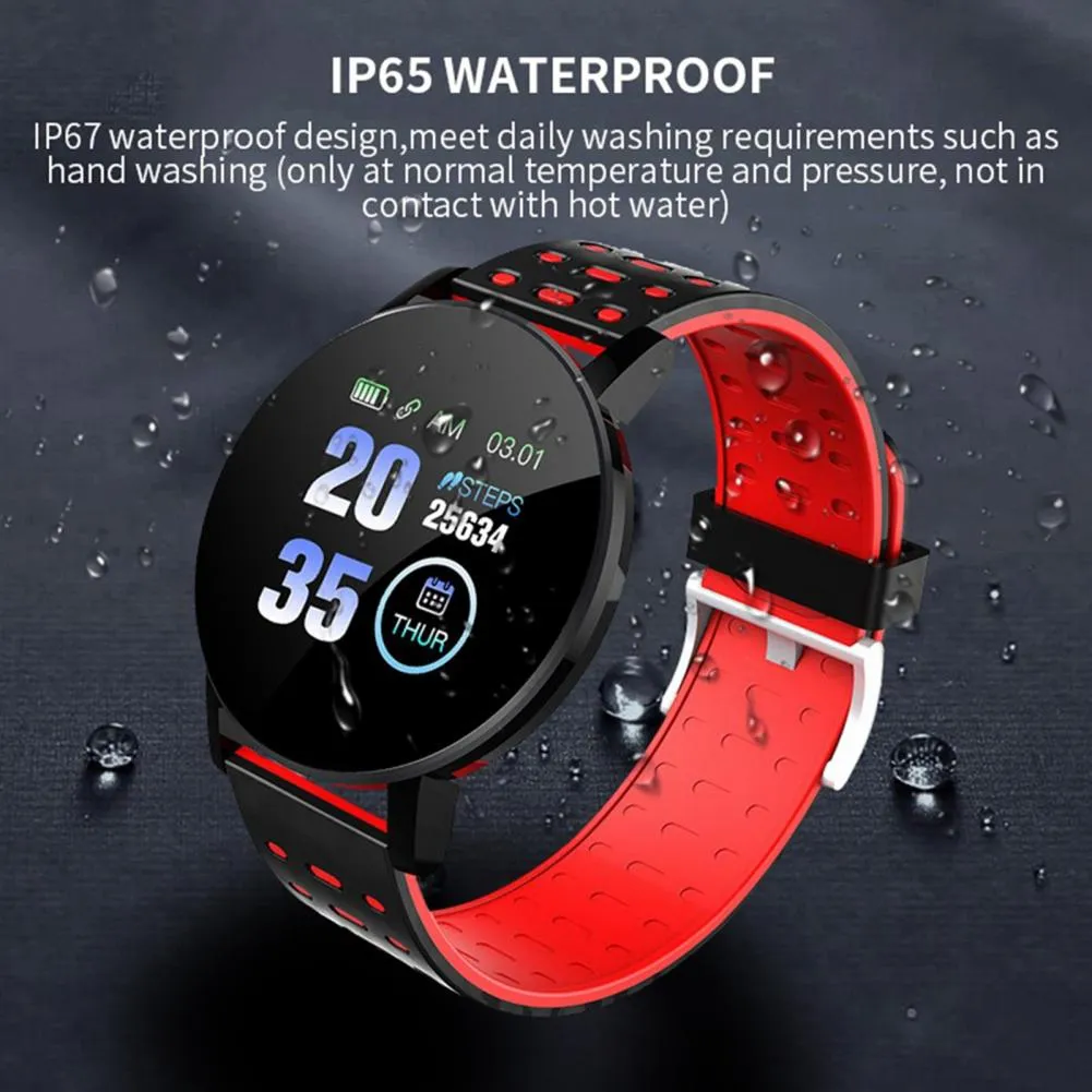 119 Plus Fitness Smart Bracelet Heart Rate Blood Pressure Monitoring Waterproof Sport Fitness Tracker Smart Watch For Android Ios