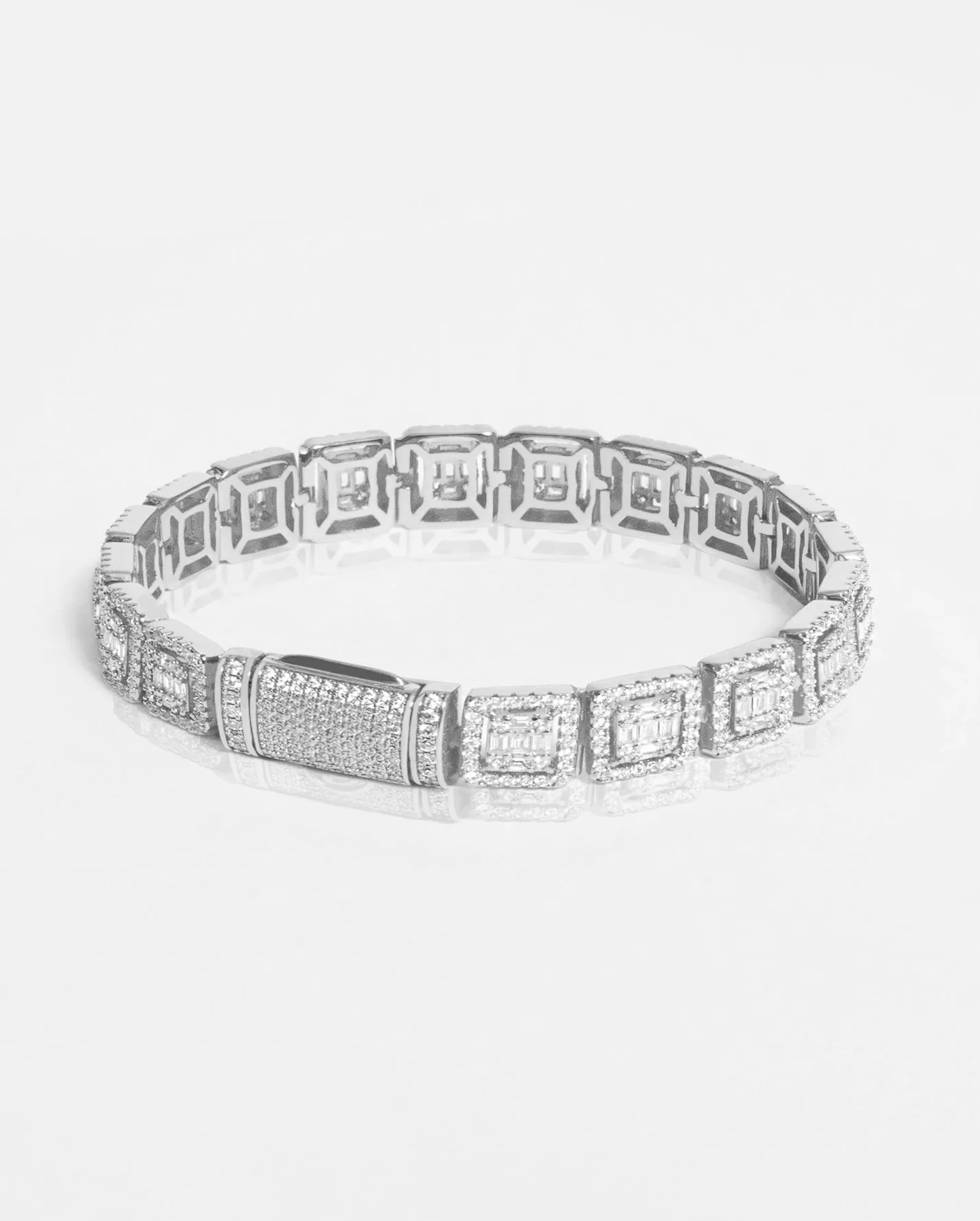 12mm Clustered Tennis Bracelet - White Gold