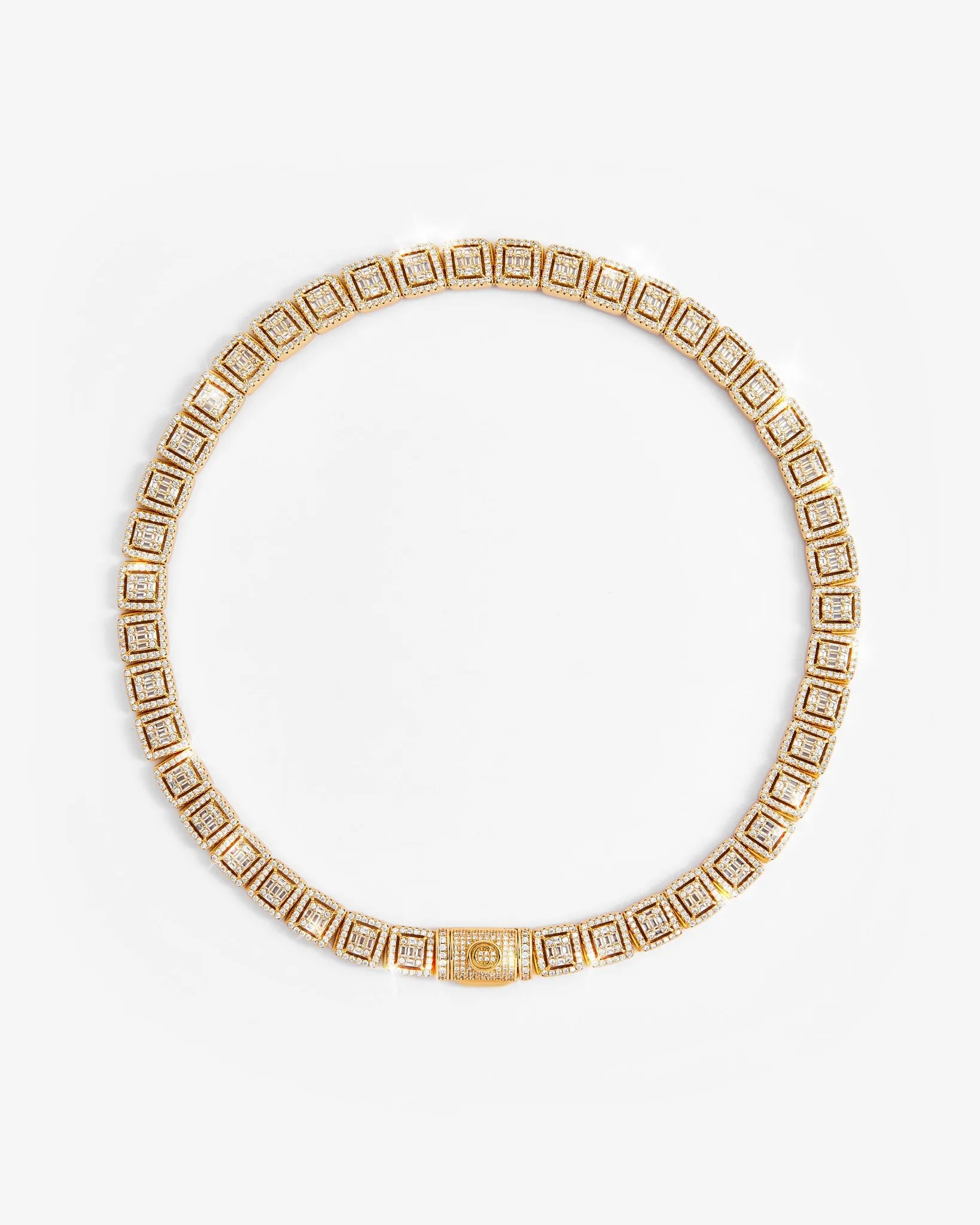 12mm Clustered Tennis Chain - Gold