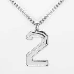 2 Number Pendant with Chain Kids Necklace - Stainless Steel