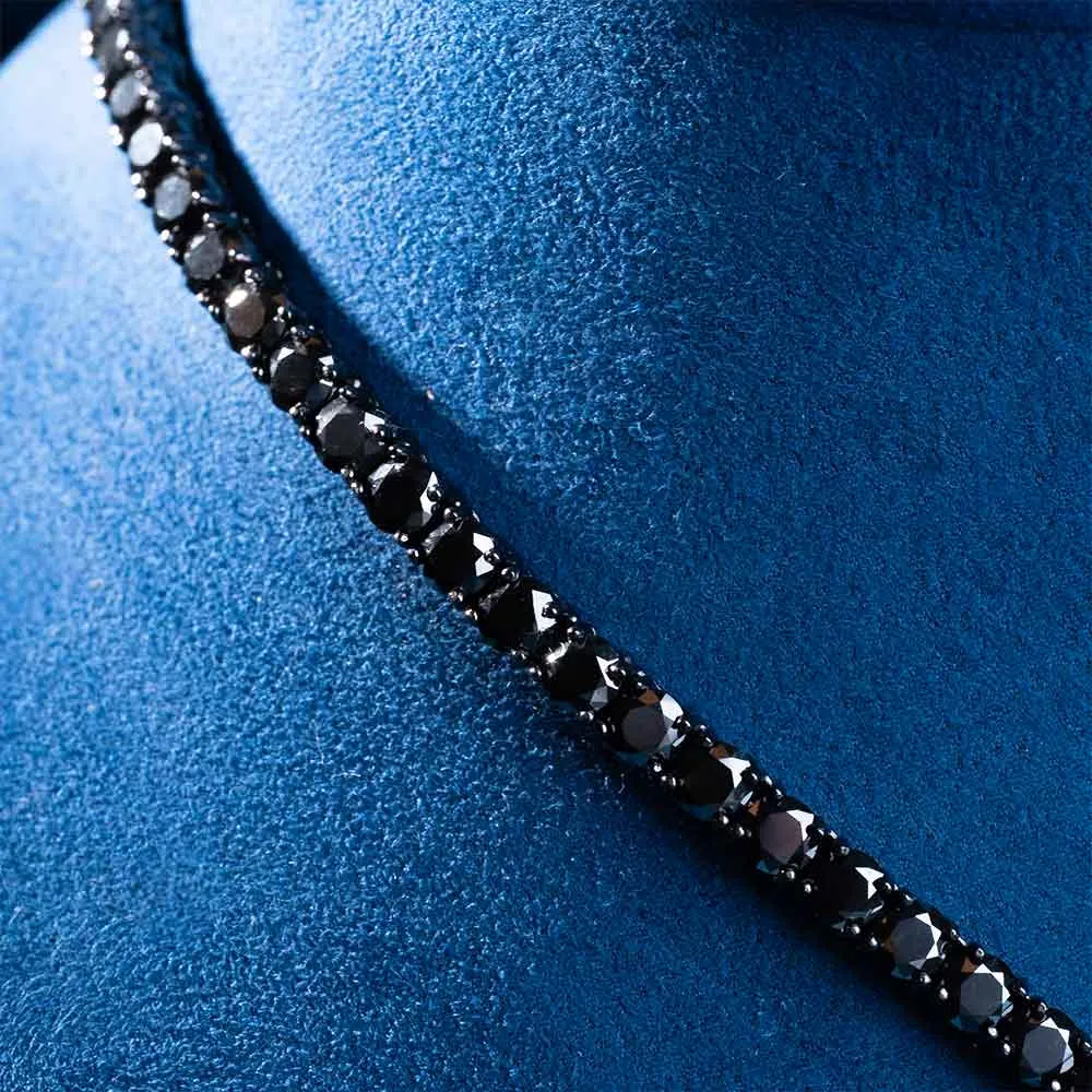 4MM Black Moissanite Tennis Chain 14K Black Gold