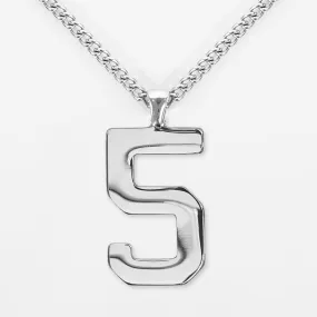 5 Number Pendant with Chain Kids Necklace - Stainless Steel