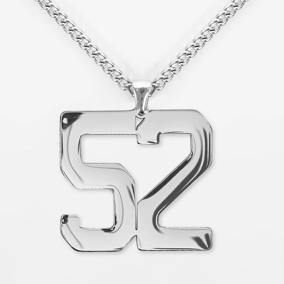 52 Number Pendant with Chain Kids Necklace - Stainless Steel