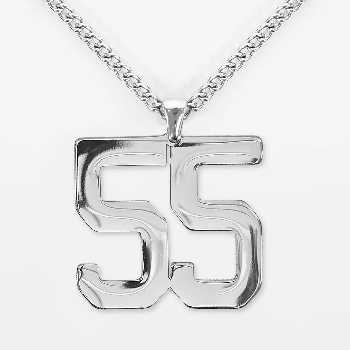 55 Number Pendant with Chain Kids Necklace - Stainless Steel