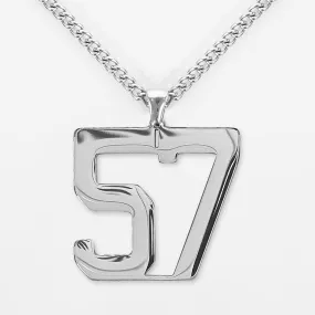 57 Number Pendant with Chain Kids Necklace - Stainless Steel