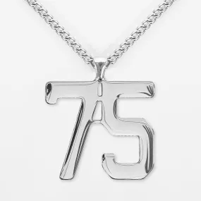 75 Number Pendant with Chain Kids Necklace - Stainless Steel