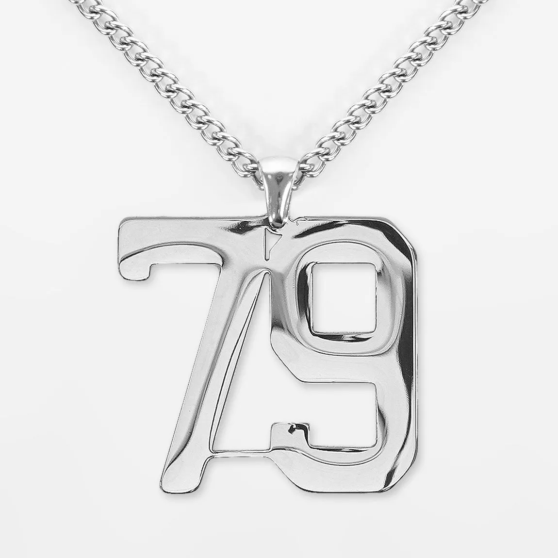 79 Number Pendant with Chain Kids Necklace - Stainless Steel