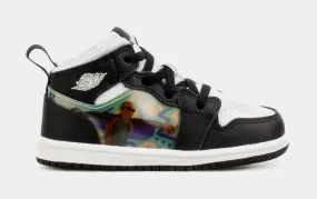 Air Jordan 1 Mid Hologram Infant Toddler Lifestyle Shoes (Black)