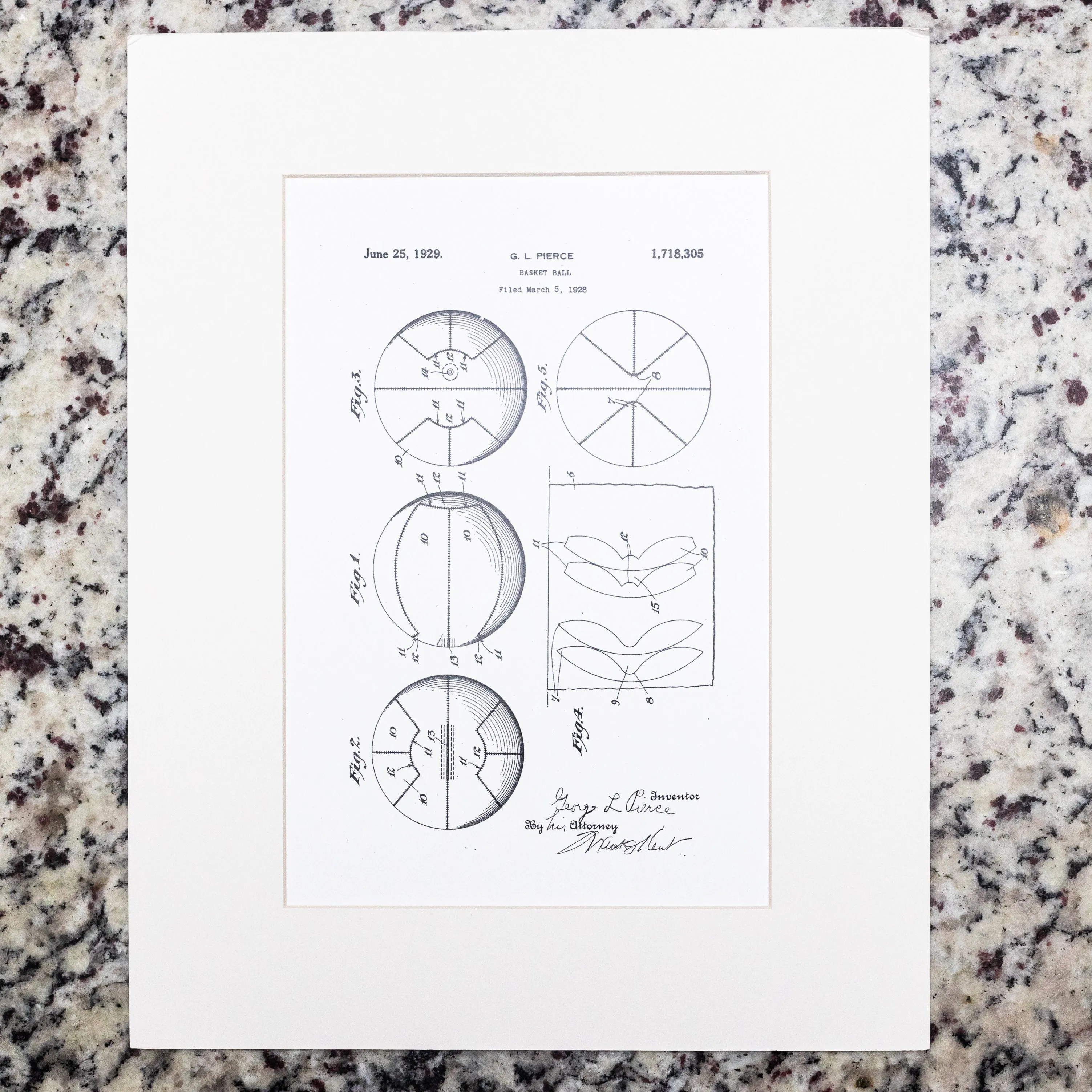 Basketball Patent Matted Print