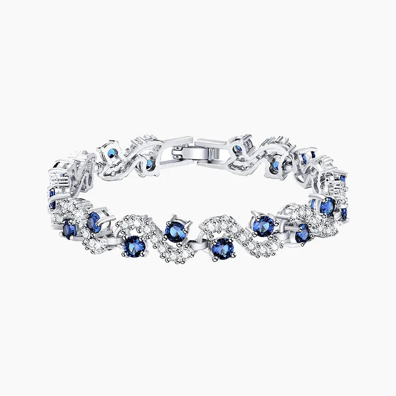 Blue Cubic Zirconia Tennis Bracelet