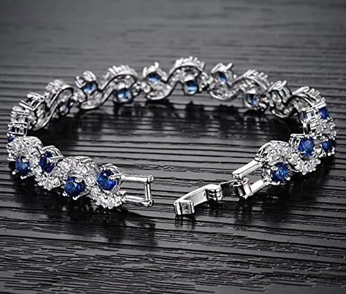 Blue Cubic Zirconia Tennis Bracelet