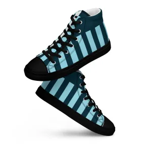 Blue Stripe Men’s High Top Canvas Shoes