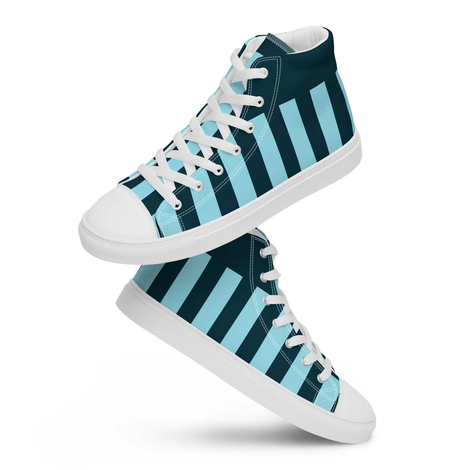 Blue Stripe Men’s High Top Canvas Shoes