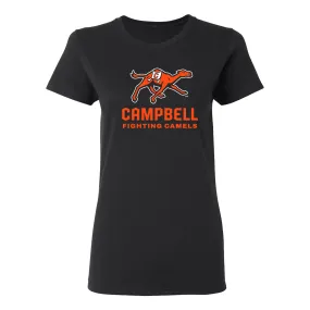 Campbell University Fighting Camels Primary Logo Basic Cotton Women's Short Sleeve T-Shirt - Black