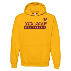 Central Michigan University Chippewas Wrestling Slant Heavy Blend Hoodie - Gold