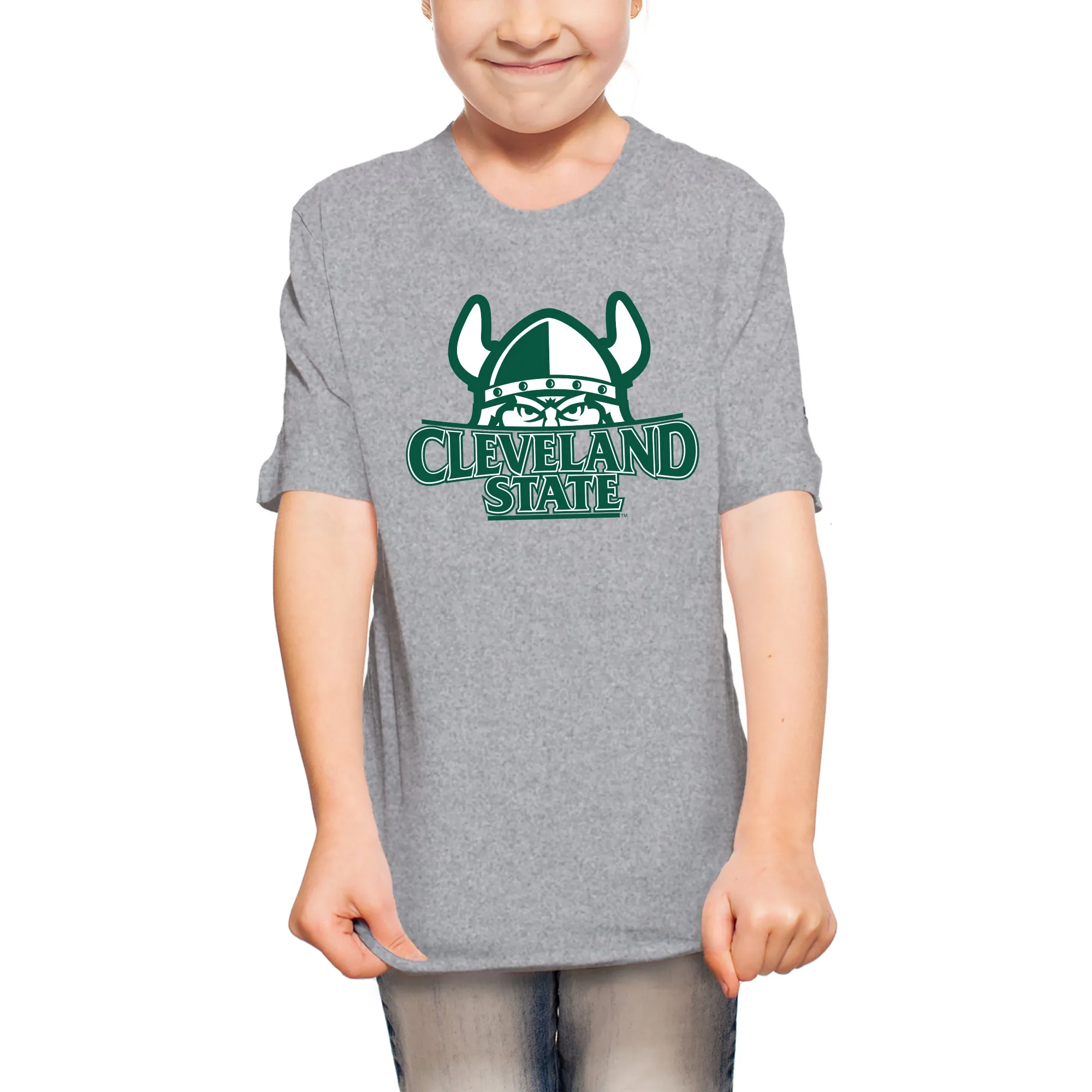 Cleveland State Vikings Primary Logo Youth T Shirt - Sport Grey