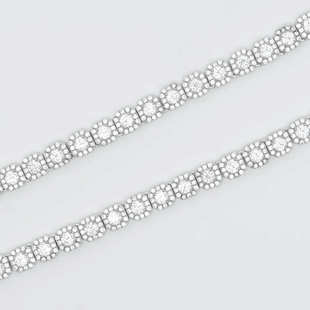 Clustered Tennis Necklace in White Gold