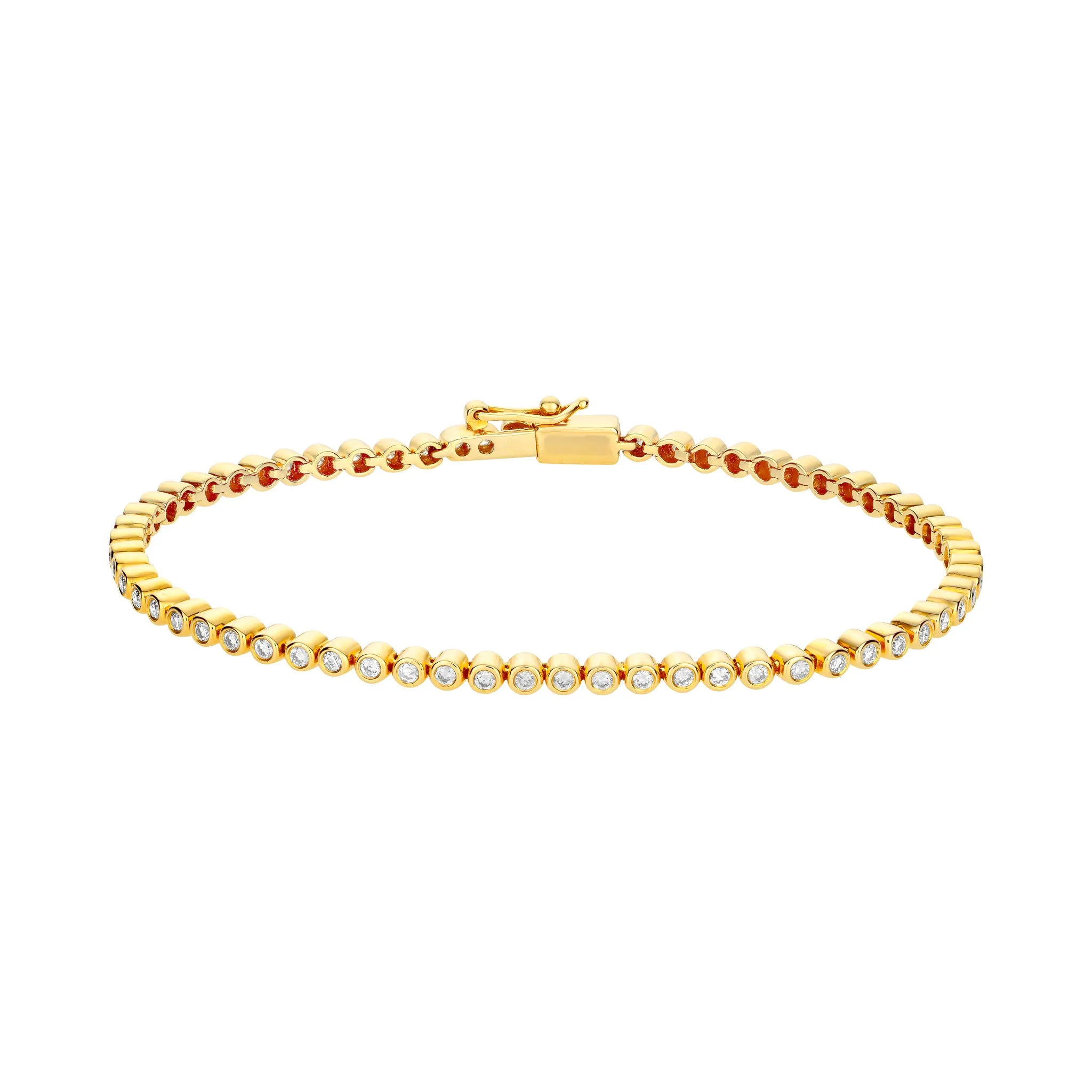 Gold Tennis Bracelet with White Diamonds