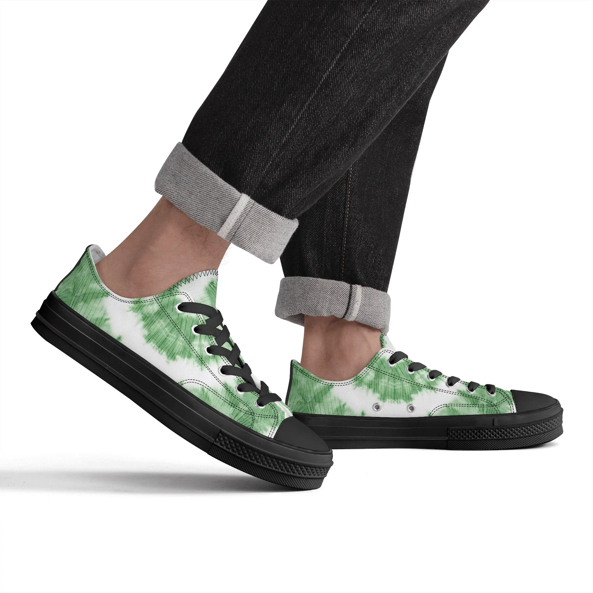 Green Tie Dye Pattern - Mens Classic Low Top Canvas Shoes for Footwear Lovers