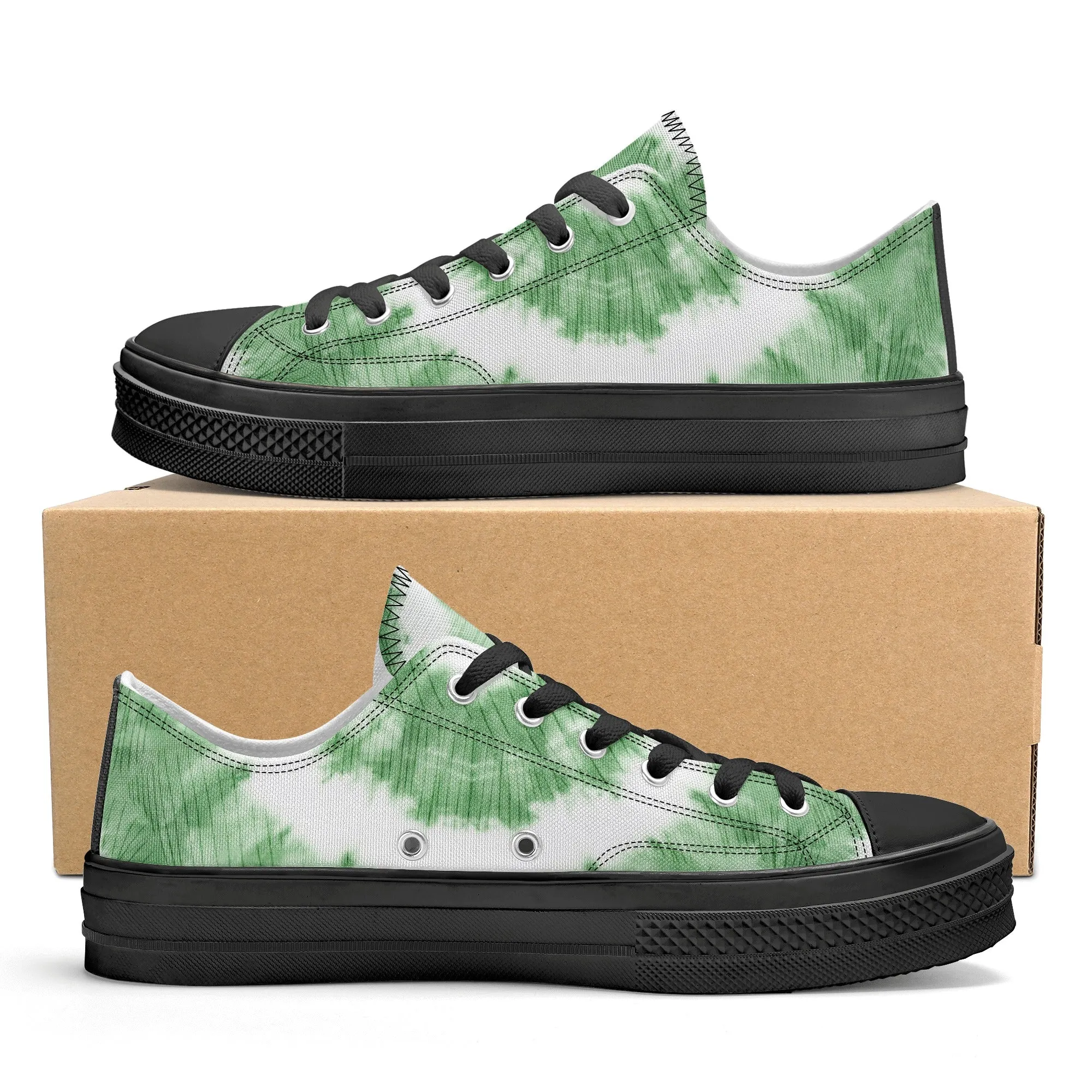 Green Tie Dye Pattern - Mens Classic Low Top Canvas Shoes for Footwear Lovers