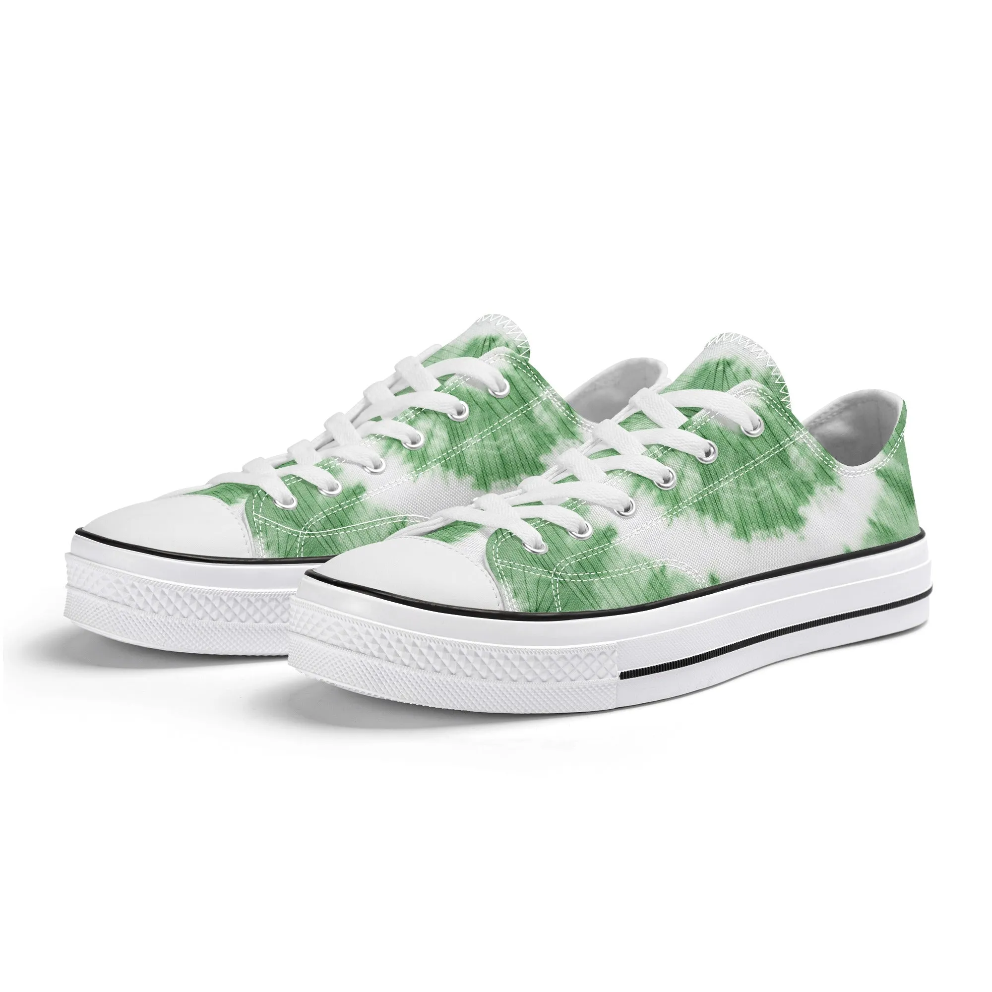 Green Tie Dye Pattern - Mens Classic Low Top Canvas Shoes for Footwear Lovers