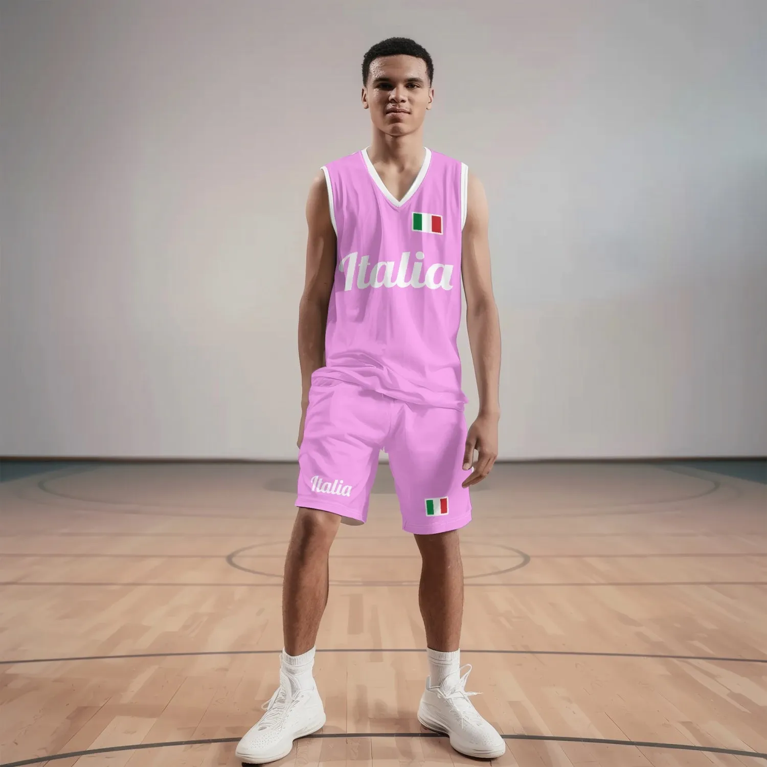 Italy Basketball Jersey Set - Pink