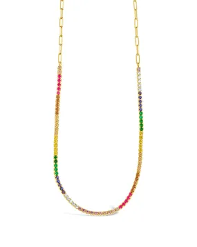 Maria Chain & Rainbow CZ Tennis Necklace