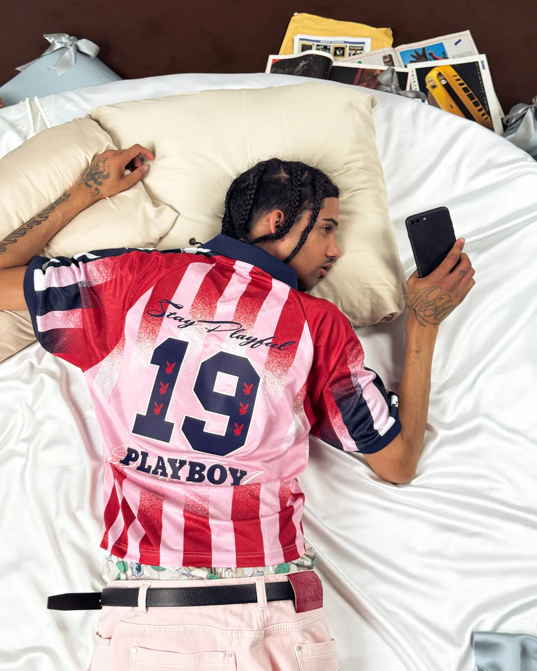 PLAYBOY FOOTBALL TEE STRIPES